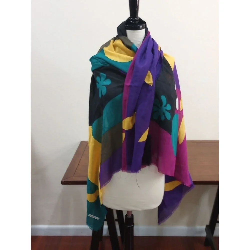 Renard Bold Abstract Wool And Silk Blend Scarf 54